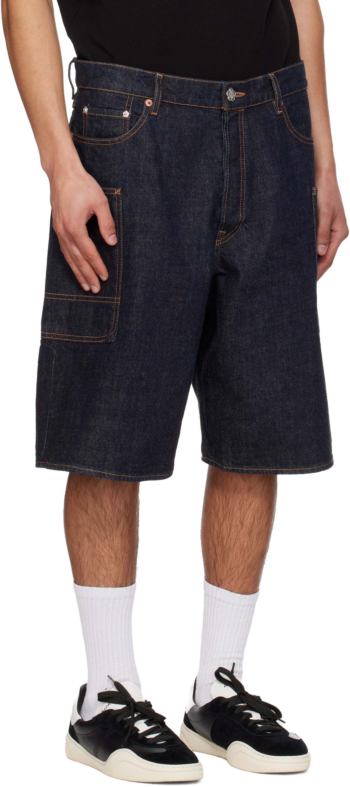 Kenzo Navy Kenzo Paris Cargo Monkey Fit Denim Shorts