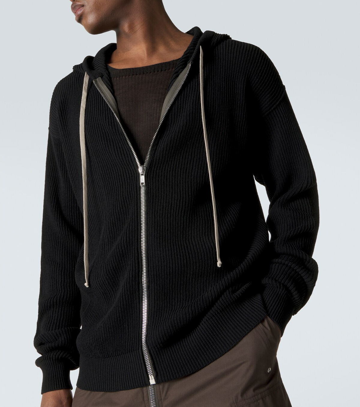 Rick Owens Ribbed-knit virgin wool hoodie