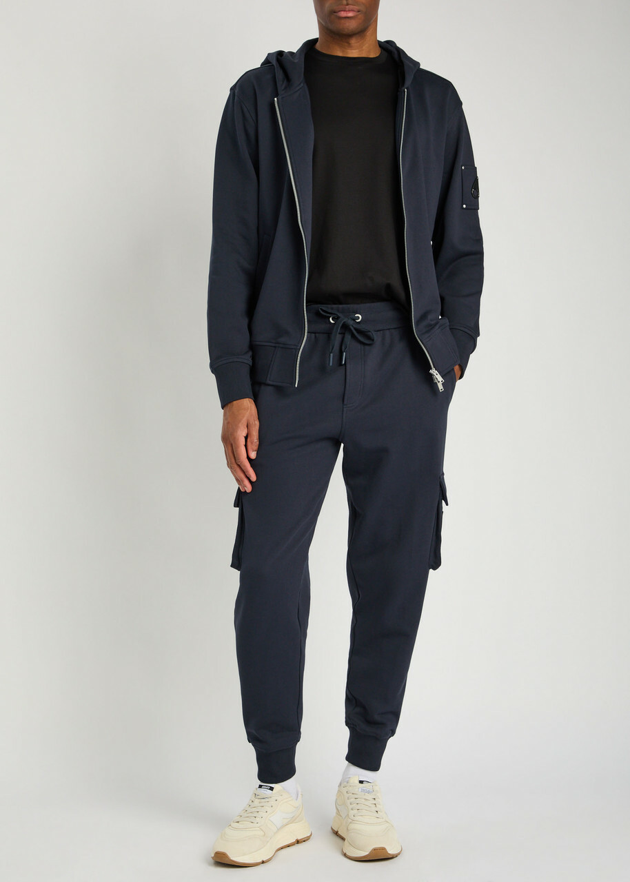 Moose Knuckles Hartsfield Tapered-leg Cotton Cargo Sweatpants Navy