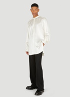 Satin Band Collar Shirt in Cream