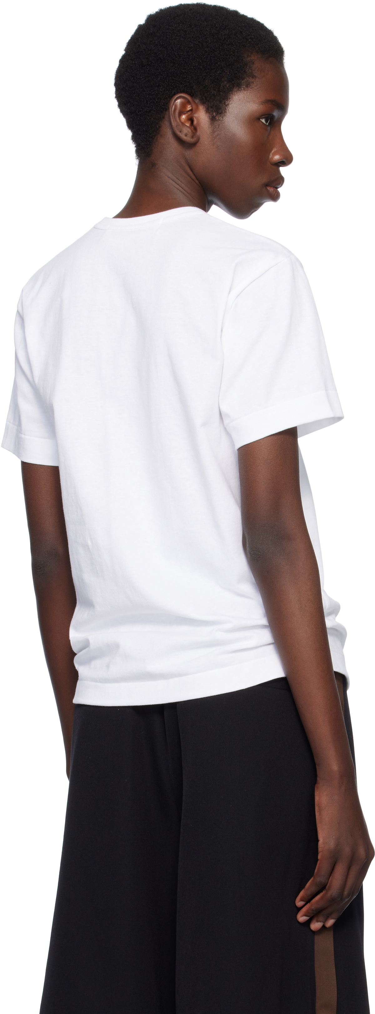 COMME des GARÇONS PLAY White Metal Stone Emblem Black Heart T-shirt