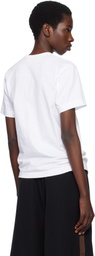 COMME des GARÇONS PLAY White Metal Stone Emblem Black Heart T-shirt