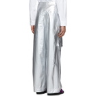 Tibi Silver Nylon Pleated Cargo Pants