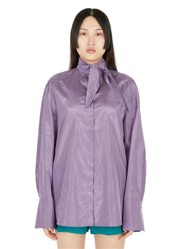 Photo: Pussy Bow Shirt in Purple