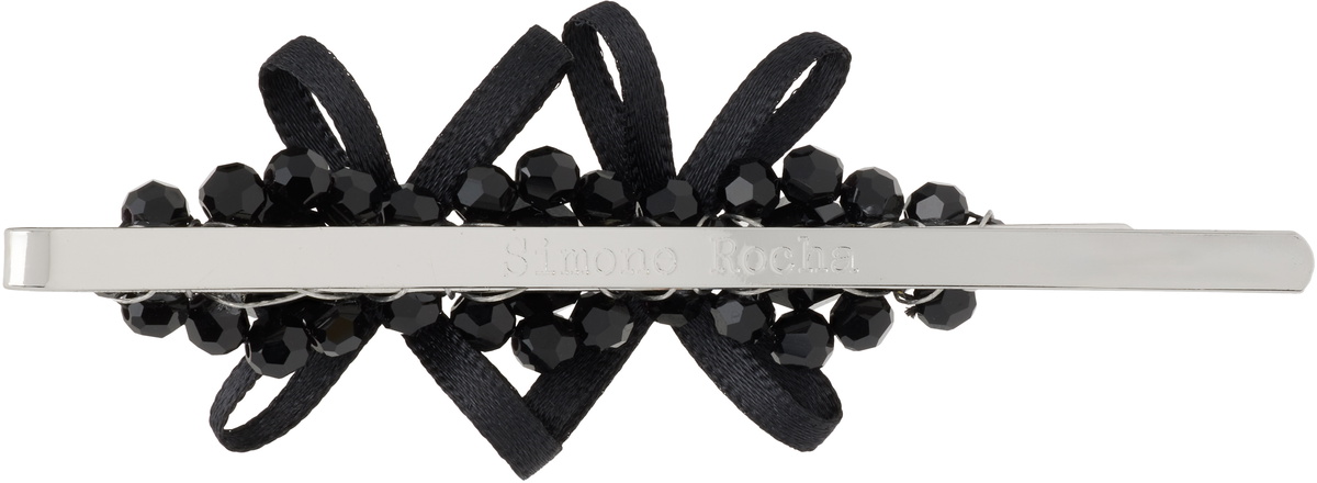 Simone Rocha Black Petite Bow Detail Flower Hair Clip Simone Rocha
