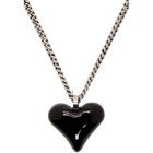 Saint Laurent Silver and Black Heart Charm Necklace