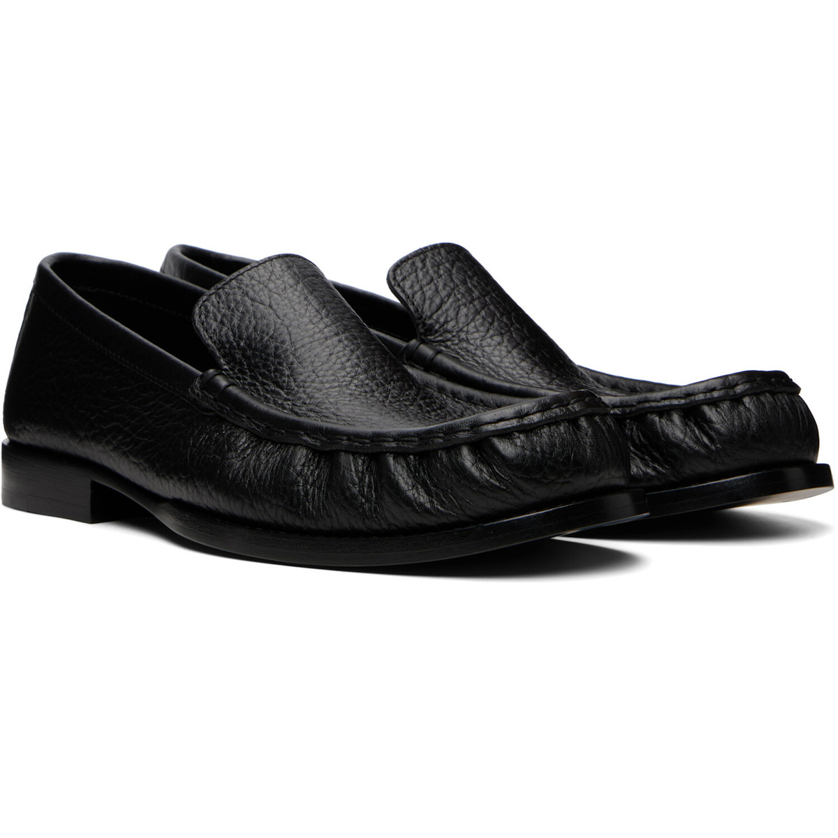Dries Van Noten Black Leather Loafers