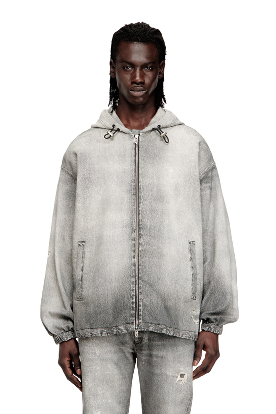 Photo: Diesel Hooded jacket in trompe l'oeil Jogg Jeans - Denim Jackets Mens in Grey