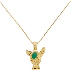 VEERT Gold & Green Onyx Deer Pendant Necklace