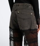 Blumarine Lace-trimmed wide-leg jeans
