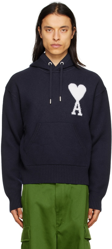 Photo: AMI Paris Navy Ami De Cœur Hoodie