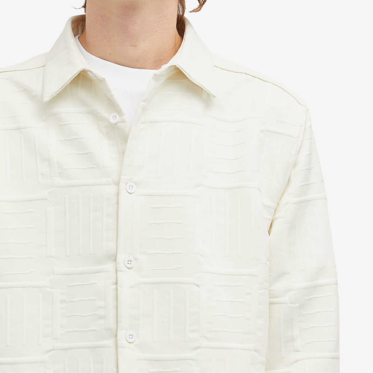Percival Men's Ladder Pearce Overshirt in Ecru