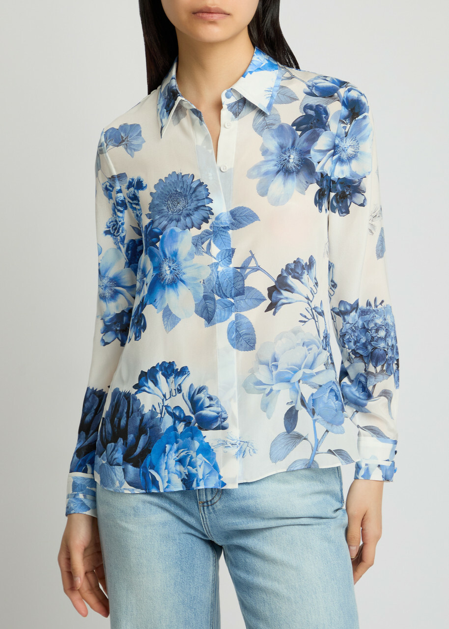 Alice And Olivia Willa Printed Silk Shirt