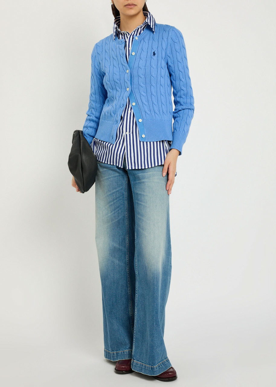 Polo Ralph Lauren Cable-knit Cotton Cardigan Light Blue