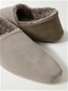Mr P. - Babouche Shearling-Lined Suede Slippers - Brown