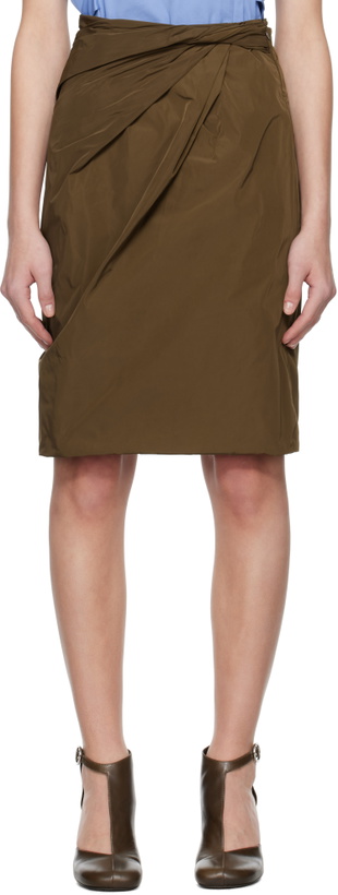 Photo: Bally Brown Drape Midi Skirt