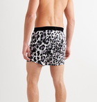 TOM FORD - Velvet-Trimmed Leopard-Print Stretch-Silk Satin Boxer Shorts - White