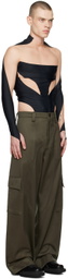 Mugler Khaki Paneled Cargo Pants & Corset Set