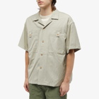 Uniform Bridge Men's Two Pocket Open Collar Short Sleeve Shirt in Beige