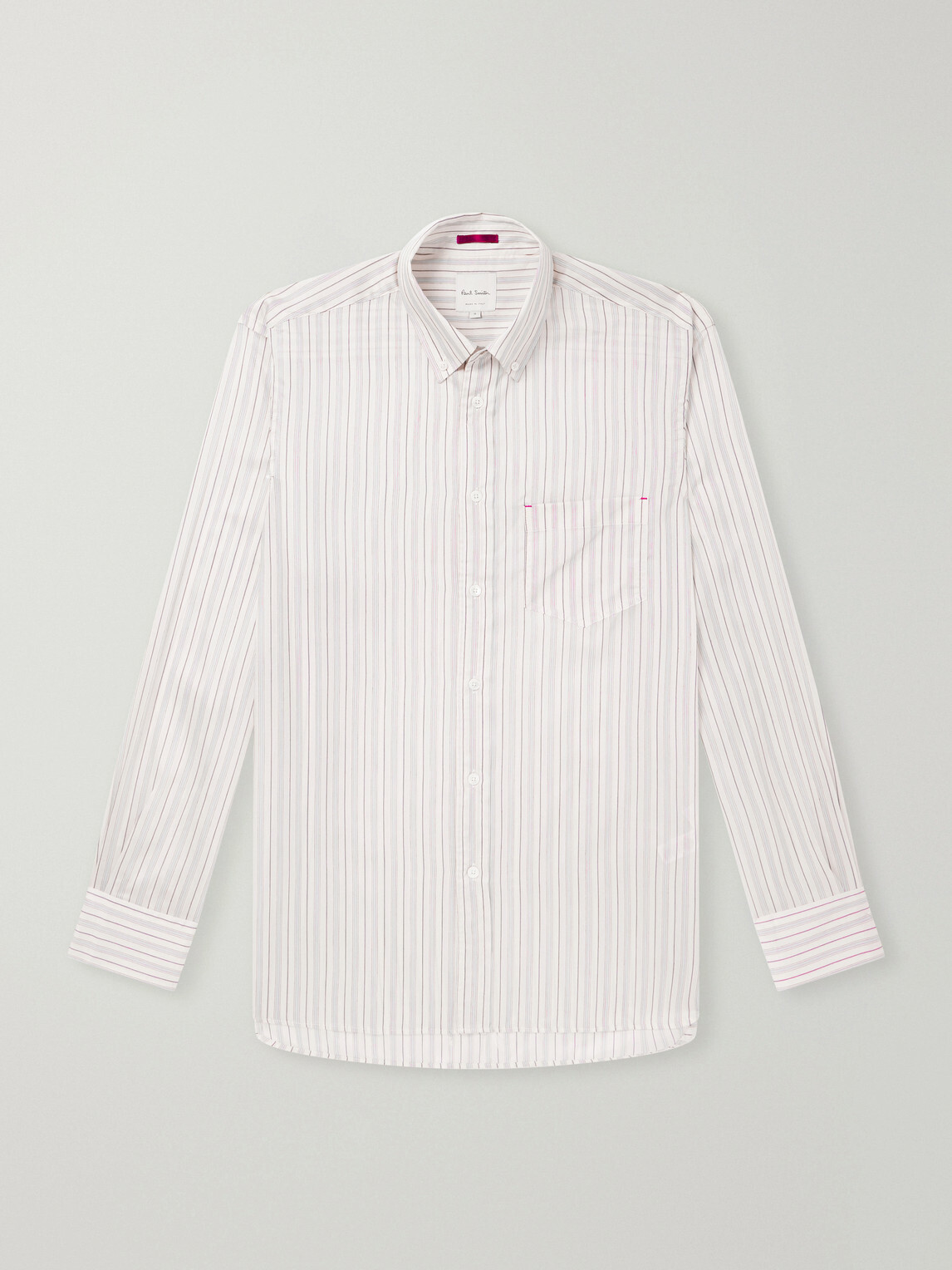 Paul Smith - Button-Down Collar Striped Lyocell and Silk-Blend Twill Shirt - Neutrals