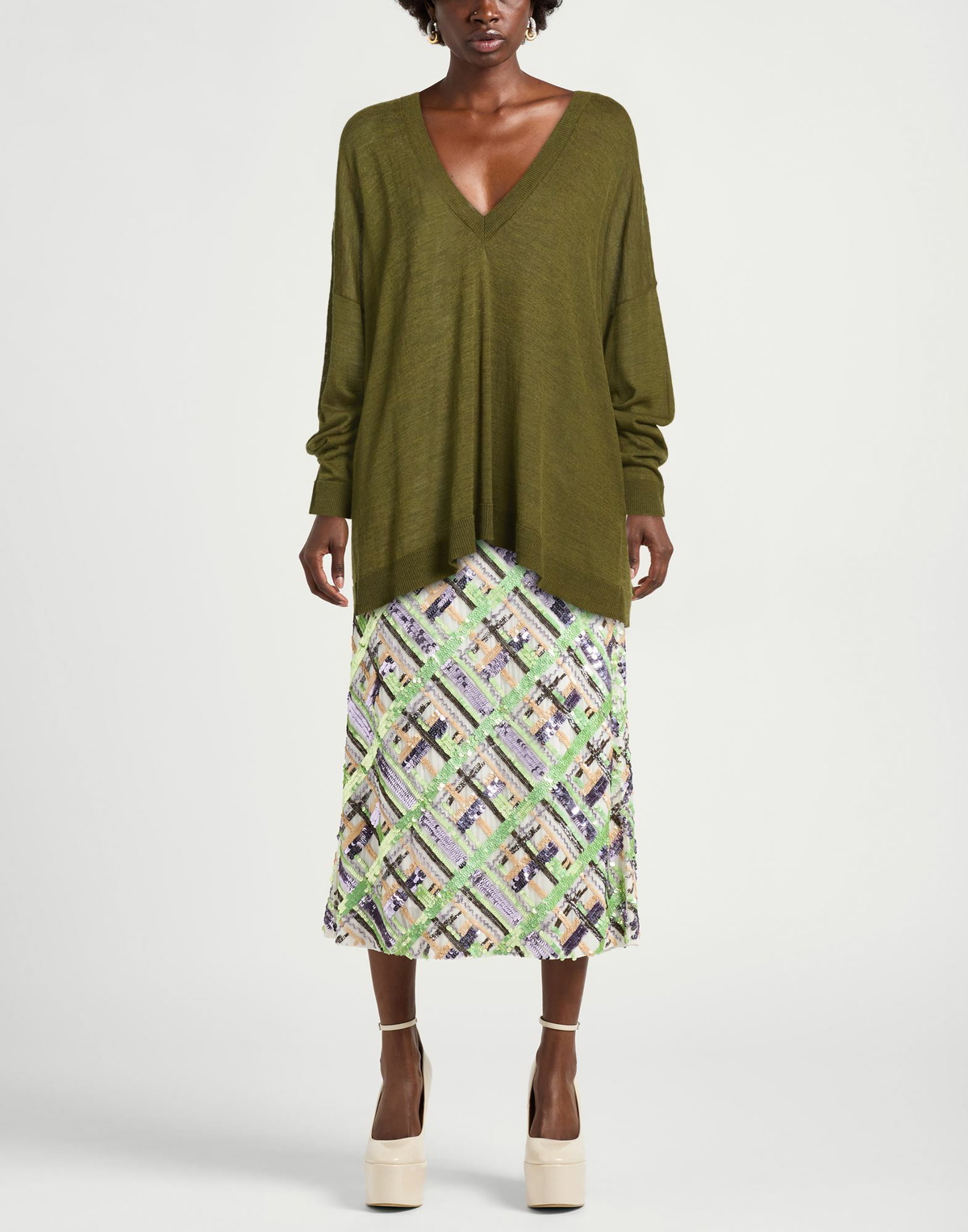 Manila Grace Womens Sweater Military in Green