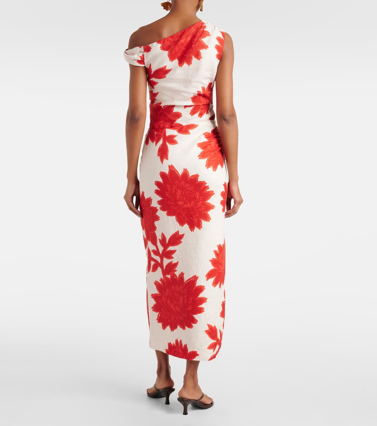SIR Floral linen midi skirt