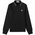 Stone Island Men's Long Sleeve Patch Polo Shirt in Black