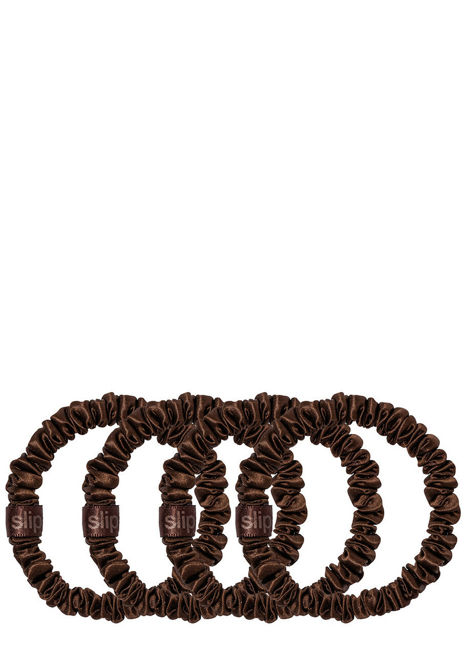 Slip Pure Silk Skinny Scrunchies - Dark Brown