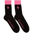 Alexander McQueen Black and Pink Stripe Skull Socks