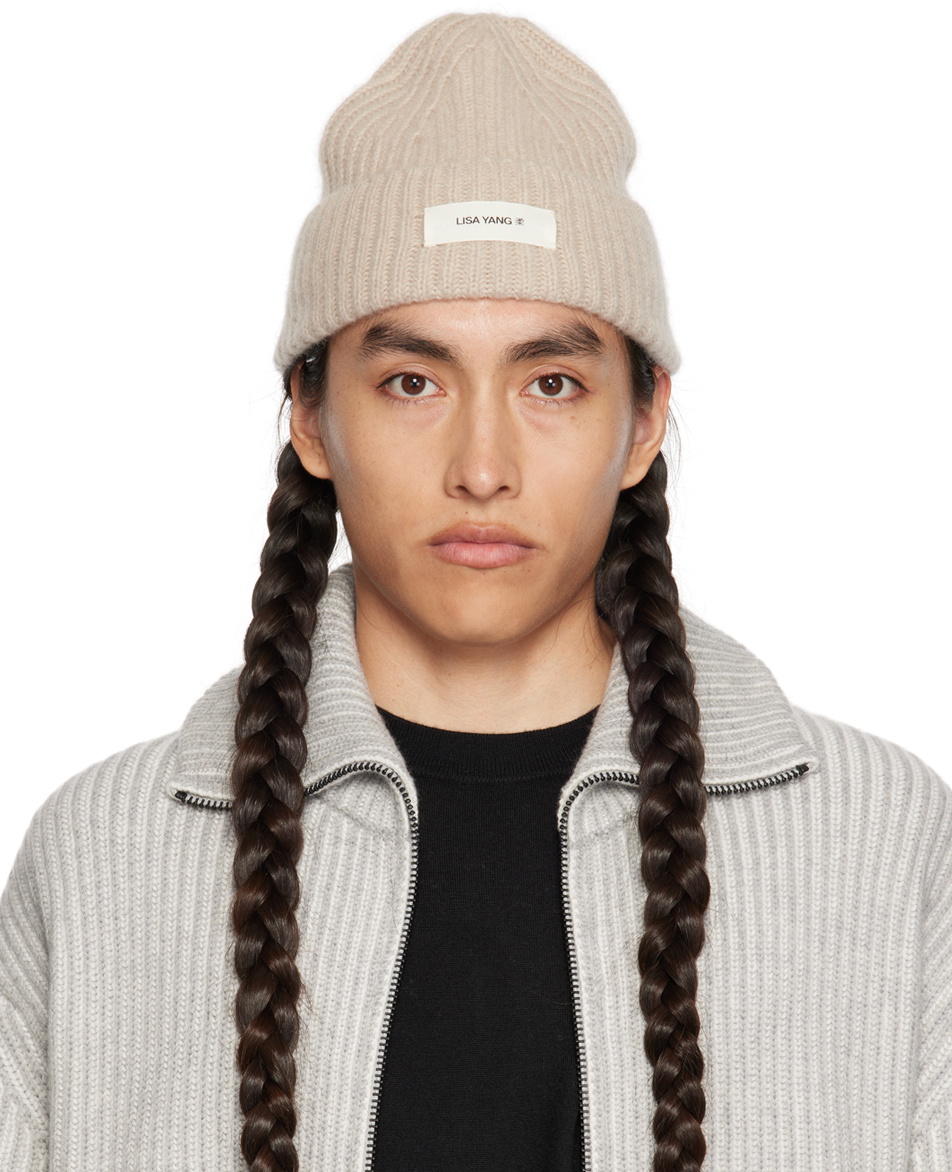 LISA YANG Beige Ribbed Beanie