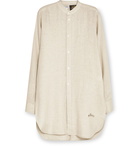 Loewe - Paula's Ibiza Grandad-Collar Logo-Embroidered Linen and Cotton-Blend Shirt - Neutrals