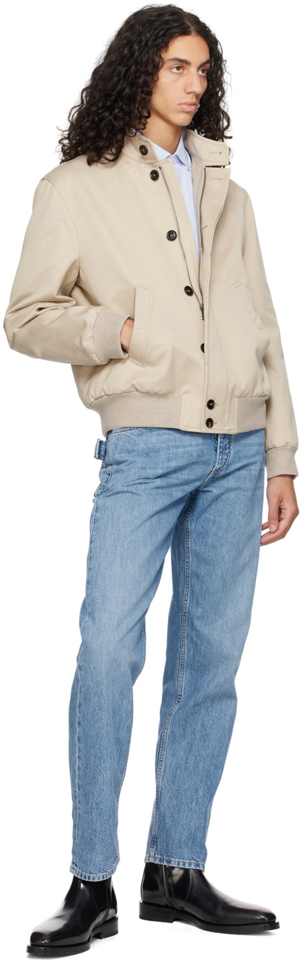 Brioni Beige Cotton Bomber Jacket