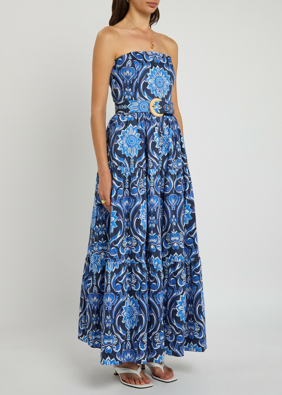 Borgo DE Nor Juo Juo Printed Cotton Maxi Dress Blue