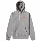 AMI Men's Heavy Fleece Small A Heart Popover Hoody in Heather Grey