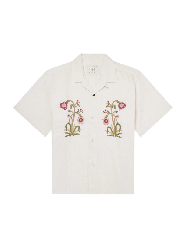 Photo: Kardo - Ronald Convertible-Collar Embroidered Cotton Shirt - Neutrals