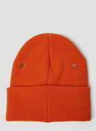 Snap Button Beanie Hat in Orange