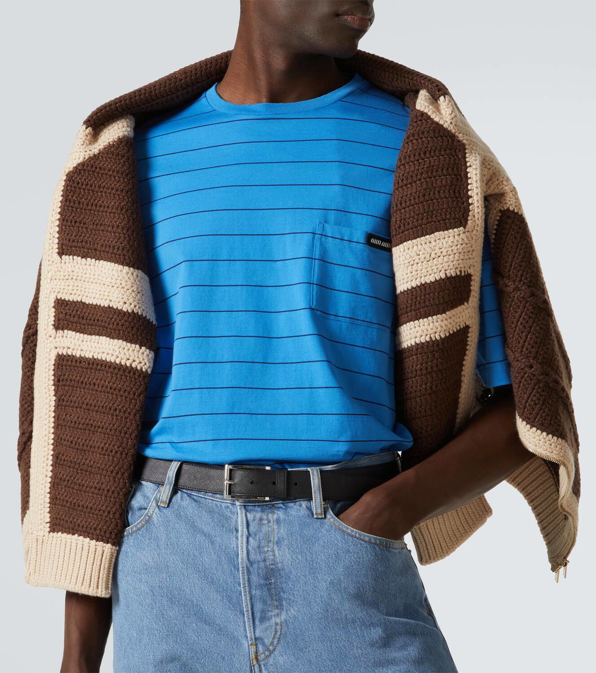 Tシャツ・カットソー Miu Miu Striped Cotton Jersey T-Shirt Miu Miu Striped cotton jersey T-shirt Miu Miu