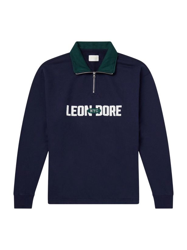 Photo: Aimé Leon Dore - Logo-Appliquéd Cotton Half-Zip Sweatshirt - Blue