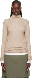 Lauren Manoogian Beige Super Fine Funnel Turtleneck