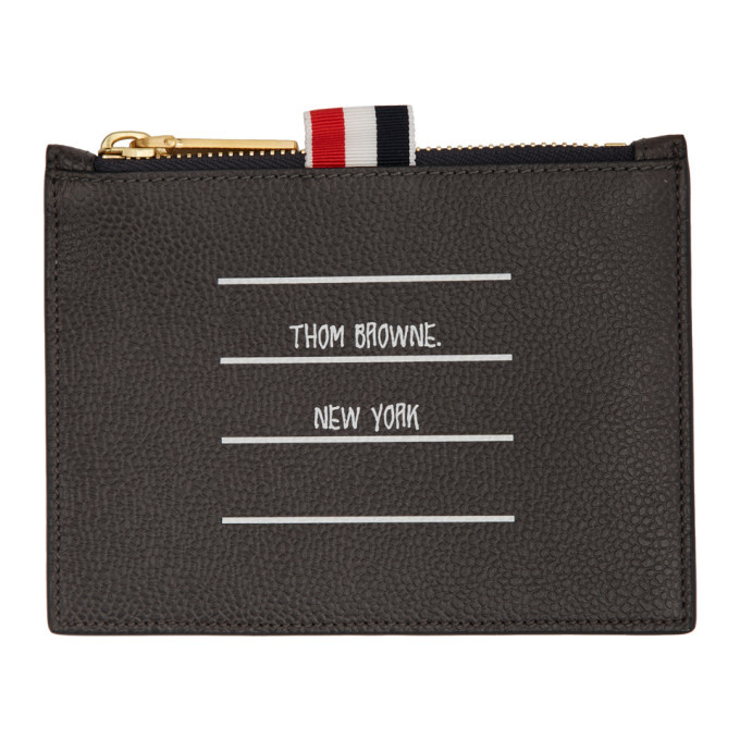 Photo: Thom Browne Grey Small Inverted TBNY Paper Label Coin Purse