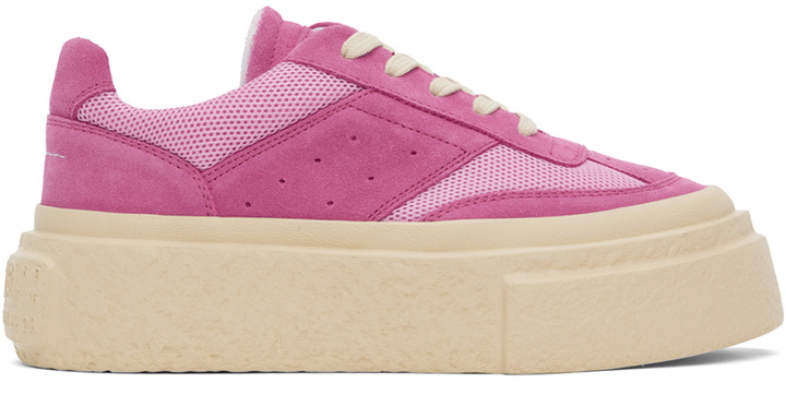 Photo: MM6 Maison Margiela Pink Gambetta Lace-Up Platform Sneakers