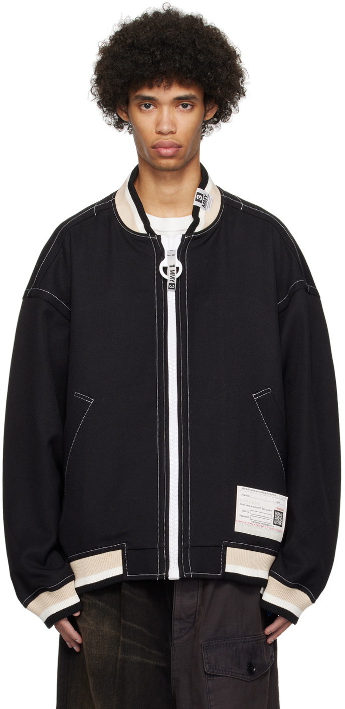 MIHARAYASUHIRO Black Big Zip Bomber Jacket Maison MIHARA YASUHIRO
