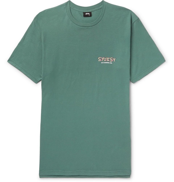 Photo: Stüssy - Psycho Tropics Printed Cotton-Jersey T-Shirt - Green