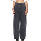 Palm Angels Gray Tree Logo Loose Jeans