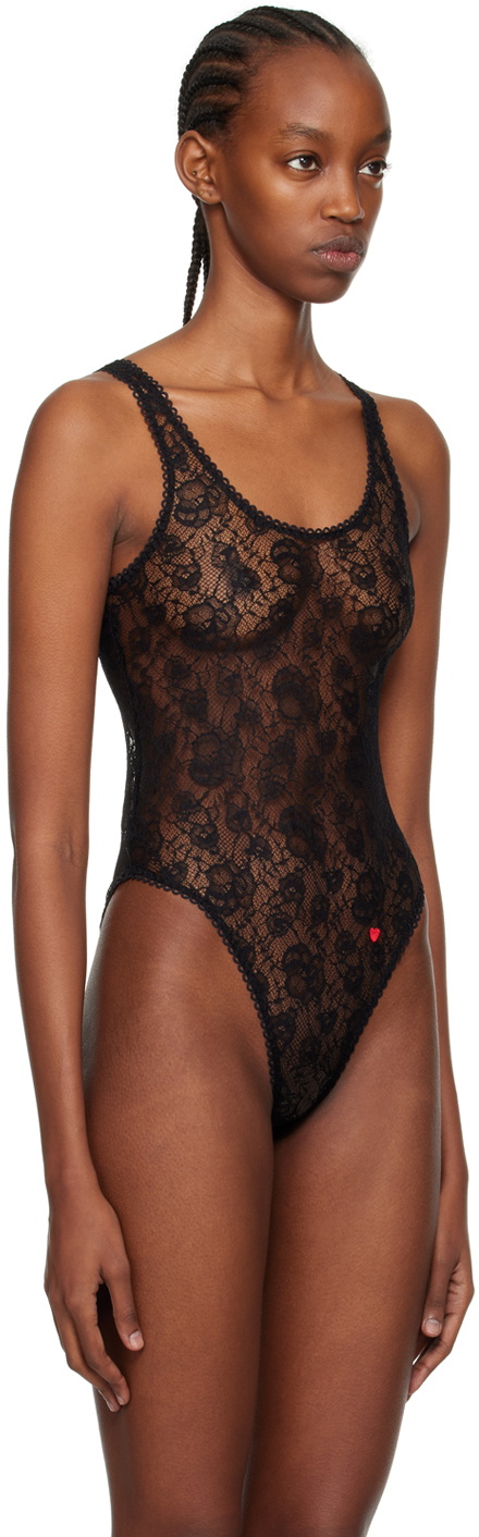 Le Petit Trou Black Semi-Sheer Bodysuit