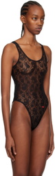 Le Petit Trou Black Semi-Sheer Bodysuit
