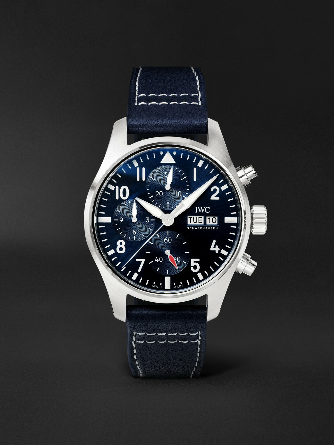 IWC Schaffhausen - Pilot's Automatic Chronograph 41mm Stainless Steel and Leather Watch, Ref. No. IW388101
