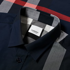 Burberry Men's Short Sleeve Somerton Large Check Shirt in Navy Check