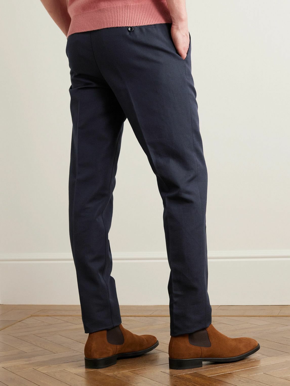 Loro Piana - Straight-Leg Cotton and Linen-Blend Trousers - Blue Loro Piana