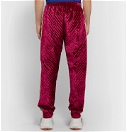 Gucci - Logo-Jacquard Webbing-Trimmed Quilted Padded Velvet Sweatpants - Pink